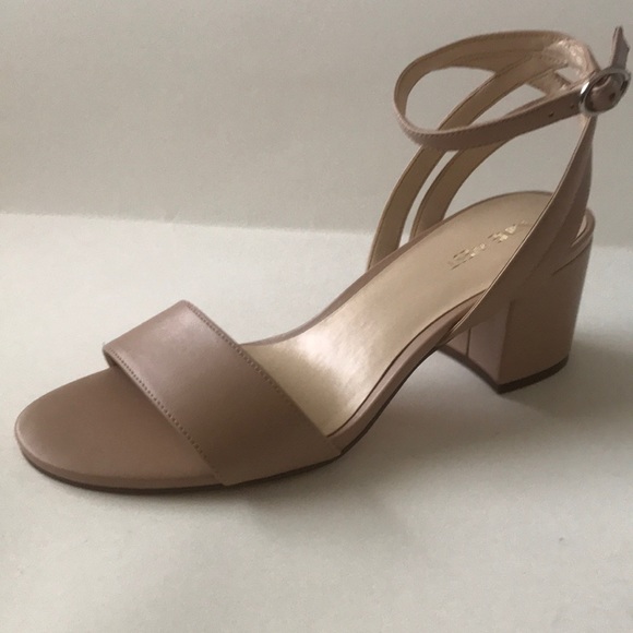 cream sandals block heel